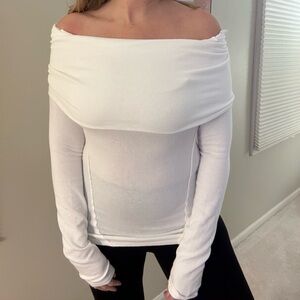 We The Free Off-Shoulder White Long Sleeve Top